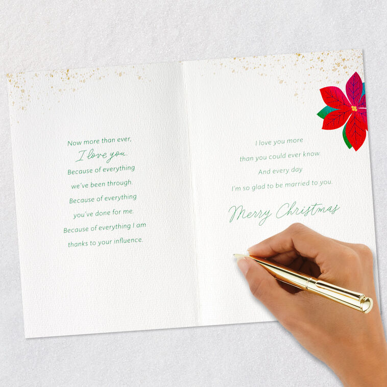 Pretty Poinsettia Flower Wife Christmas Card Signing card image number 8
