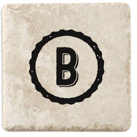 Single Monogram Home As Brand Personalized Tumbled Stone Coasters, Set of 4, , large image number 1