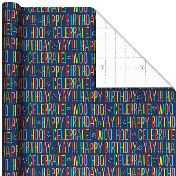 Colorful Happy Birthday Wishes Wrapping Paper, 20 sq. ft.