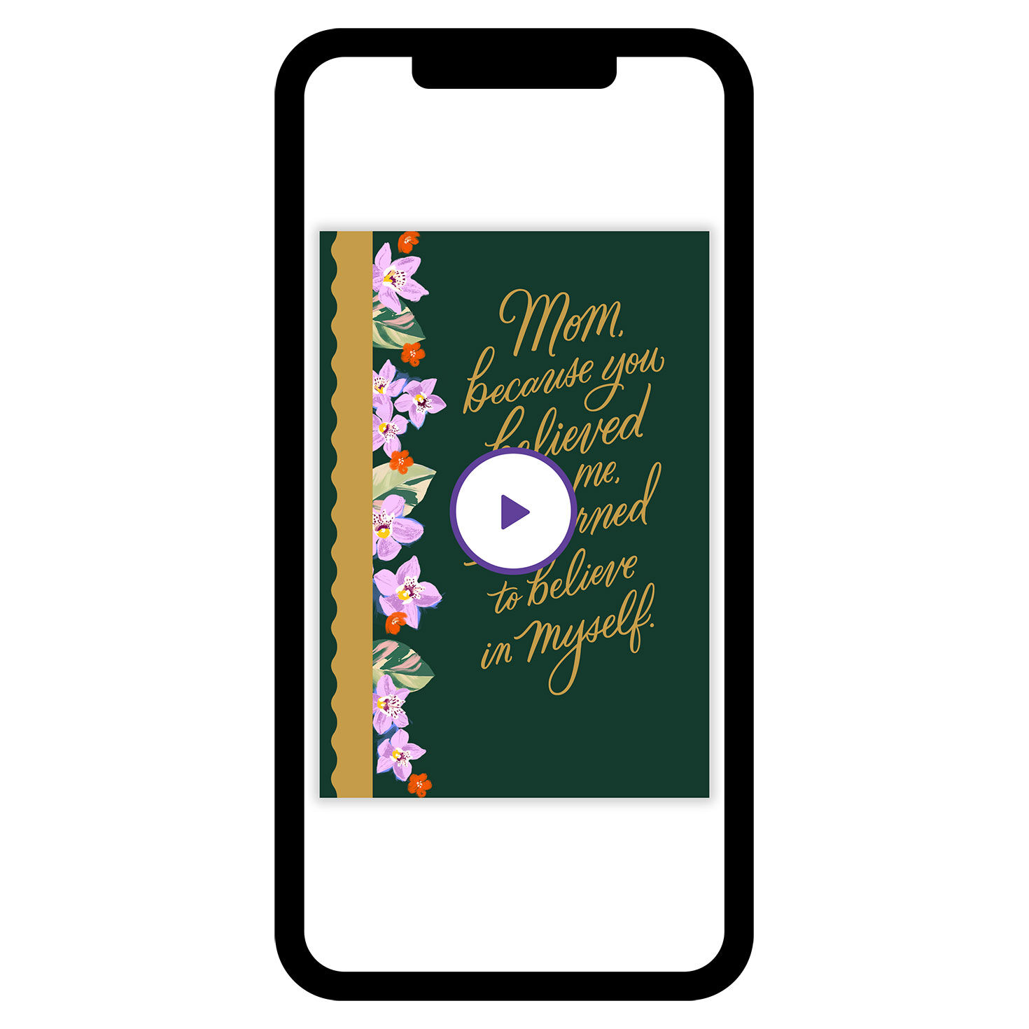 Floral Border on Green Personalized Mother's Day Card phone with card front image number 7