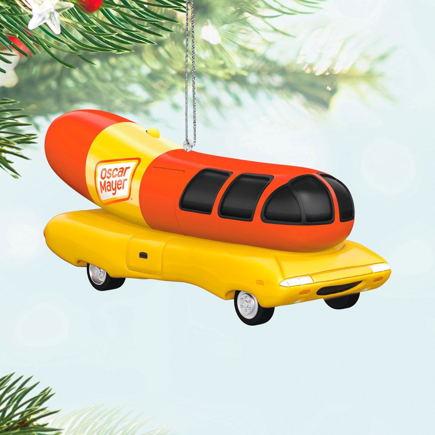 Oscar Mayer Wiener Car Keepsake Ornament hanging on tree image number 2