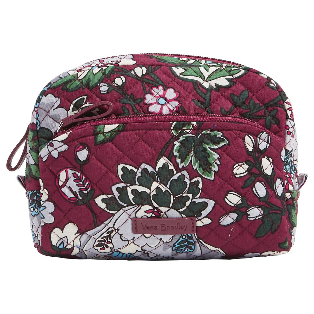Vera Bradley Iconic Medium Cosmetic Bag In Bordeaux Blooms