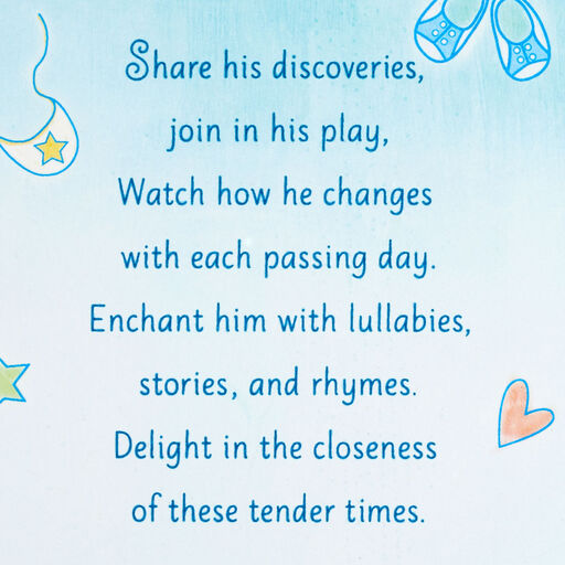 Welcome With a Kiss and Hug New Baby Boy Card, 