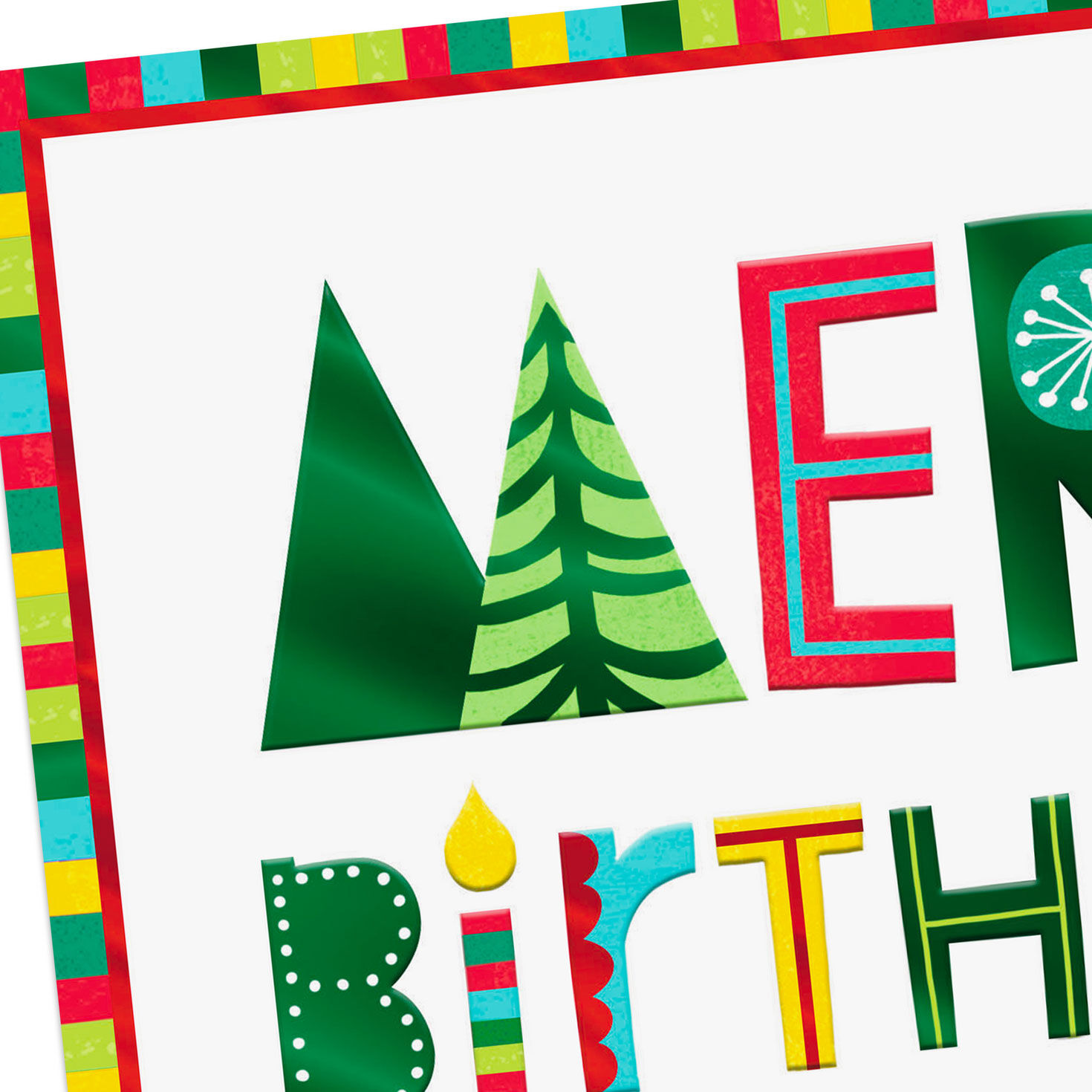 Collage Lettering on White Christmas Birthday Card Card Front Detail image number 4