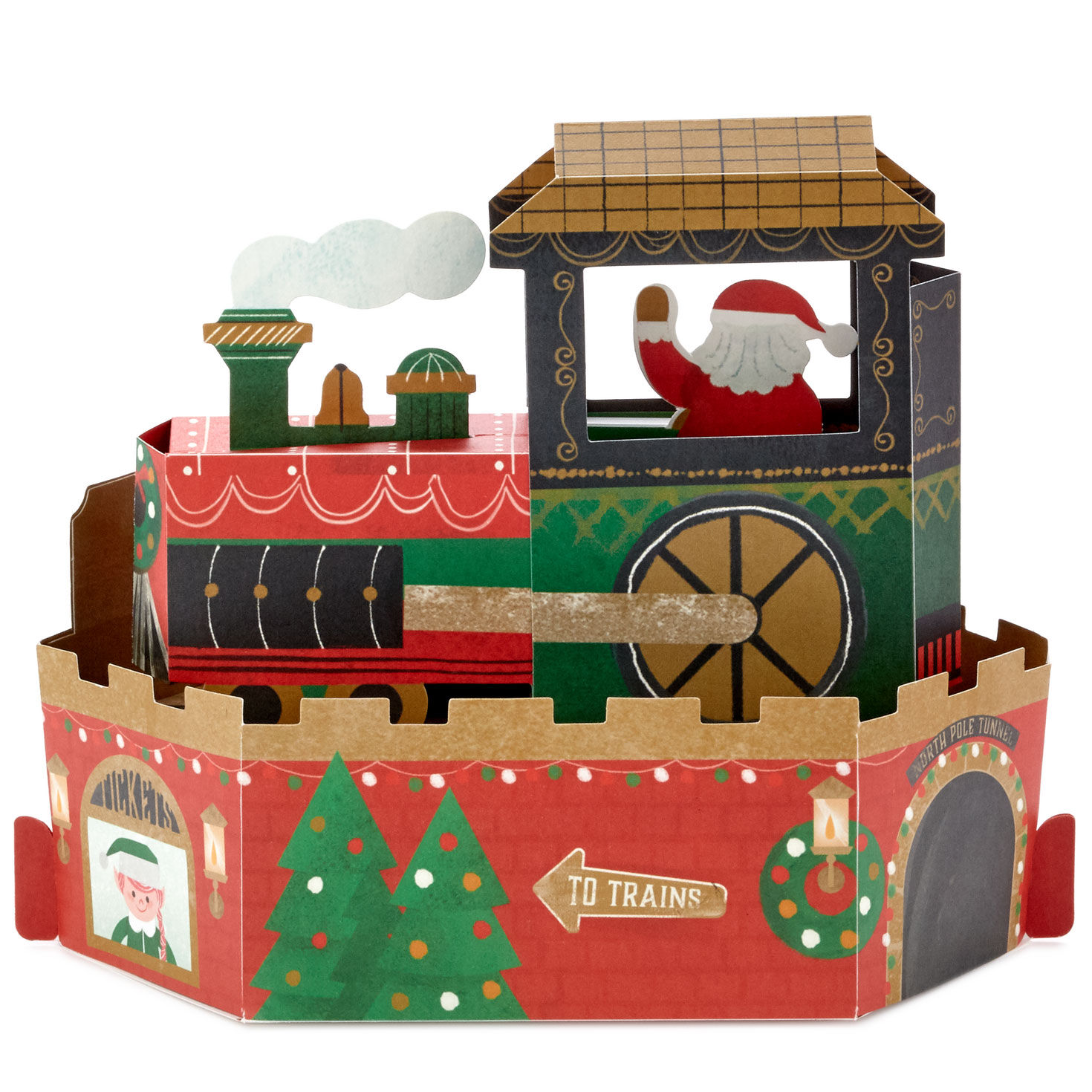 Santa Train Musical & Motion Pop-Up Christmas Card Card Back image number 2