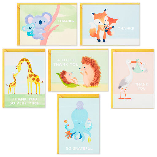 Mom and Baby Animal Assortment Blank Thank-You Notes, Pack of 48, 