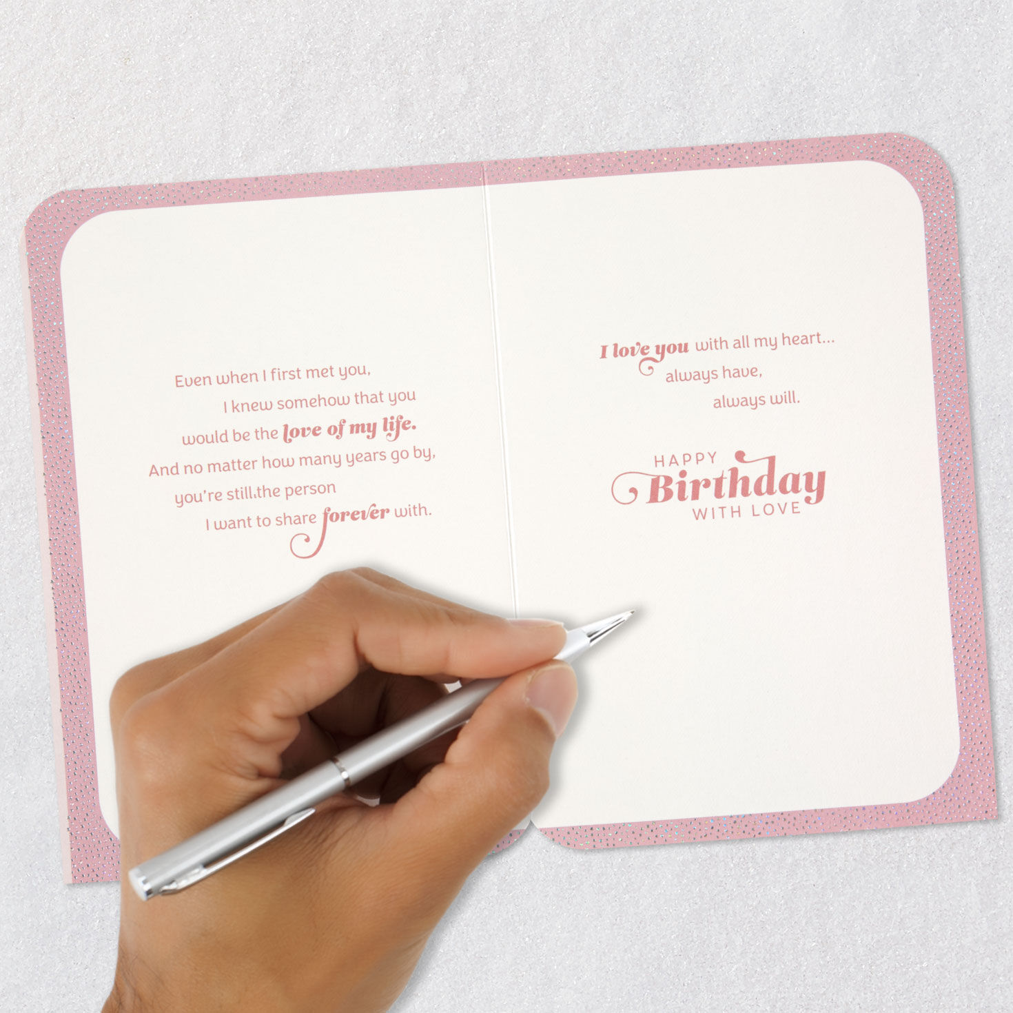 Flowers on Pink Wife Birthday Card Signing card image number 7