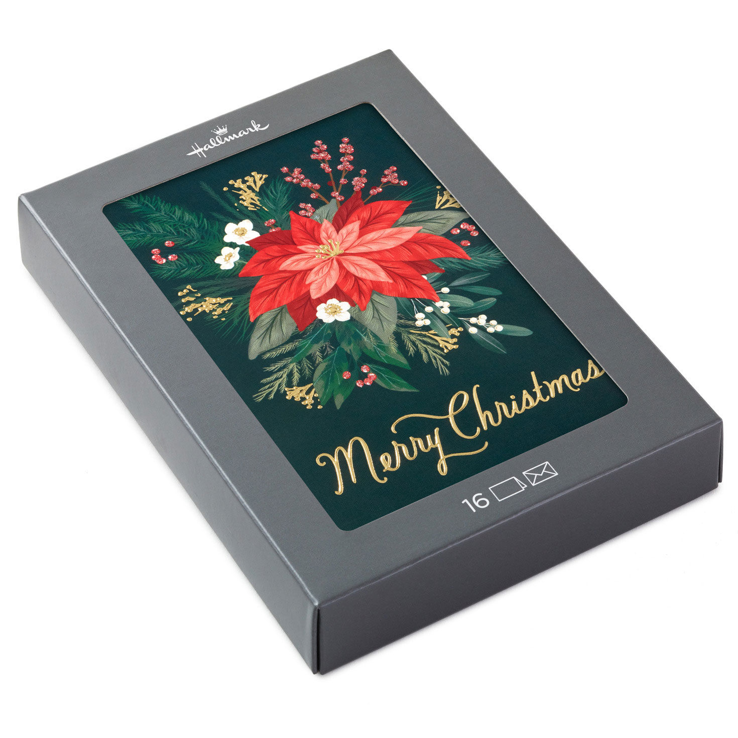 Elegant Poinsettia Boxed Christmas Cards, Pack of 16 for only USD 15.49 | Hallmark