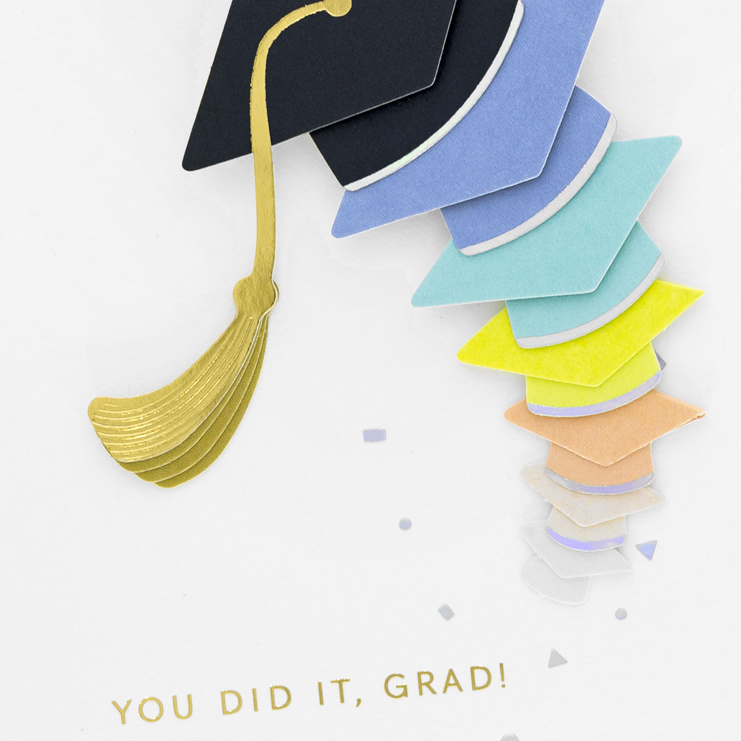 Rainbow Mortarboard Caps Graduation Card Card Front Detail image number 4