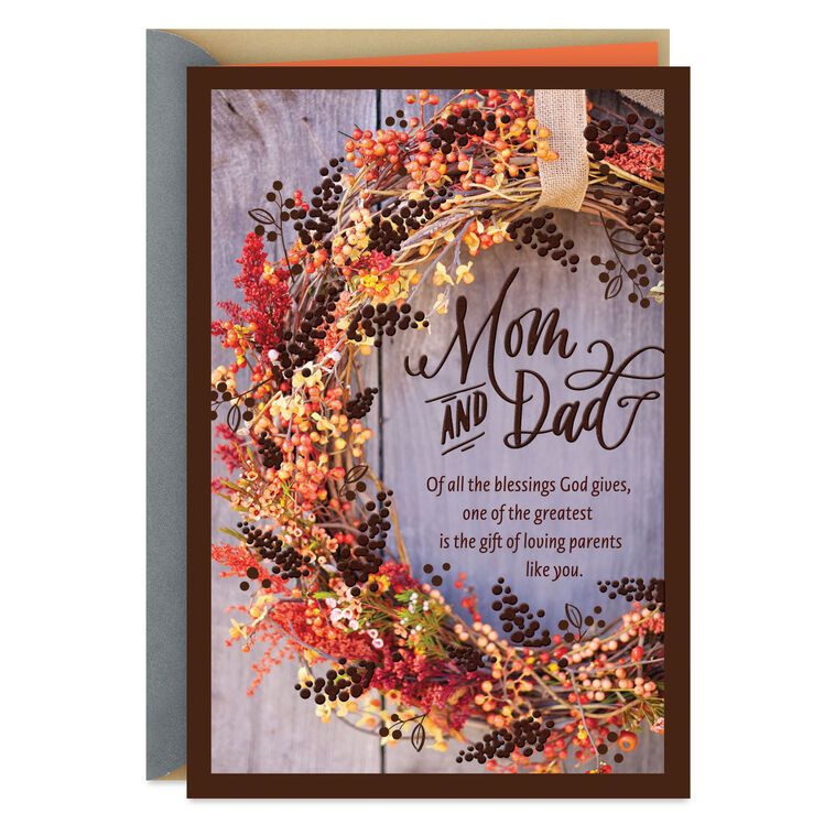 God Blessed Me With You Religious Thanksgiving Card for Mom and Dad