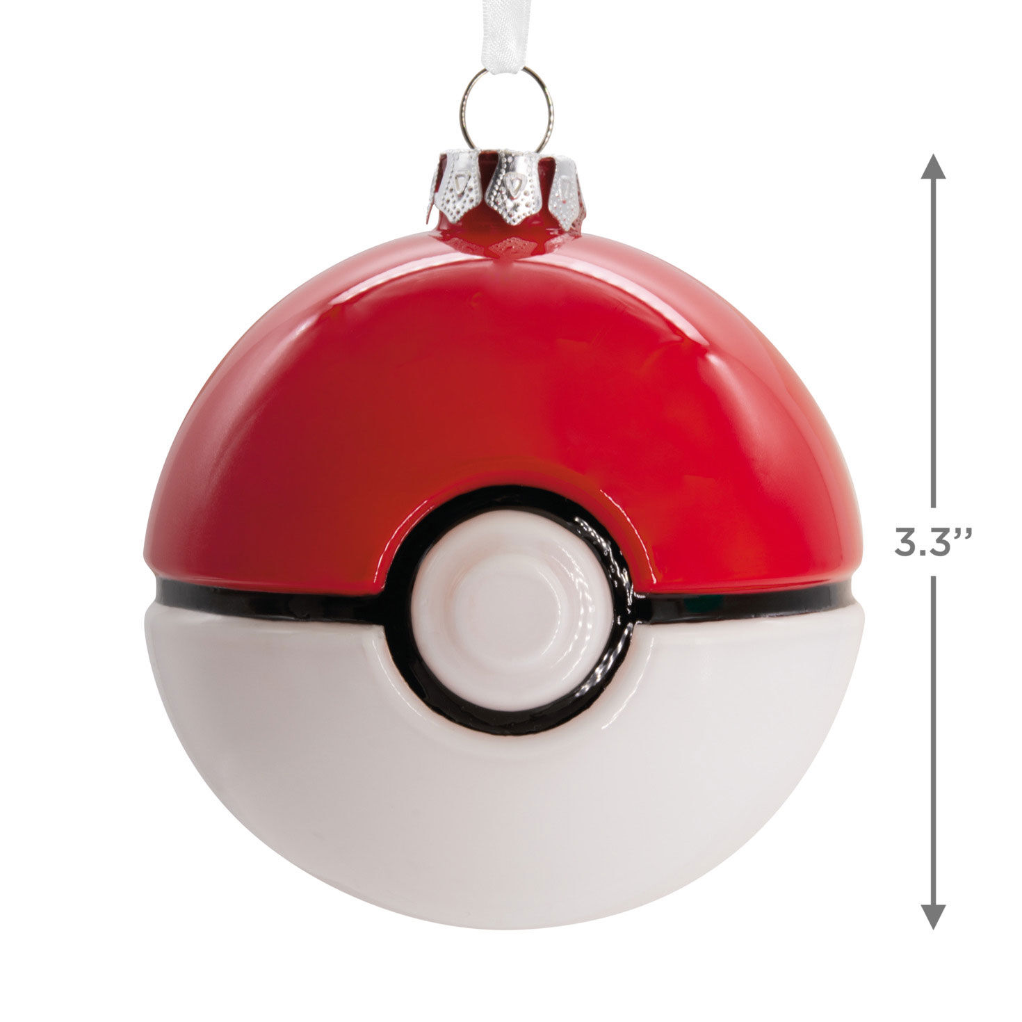 Glass Pok&eacute;mon Pok&eacute; Ball Christmas Ornament measurement image number 3