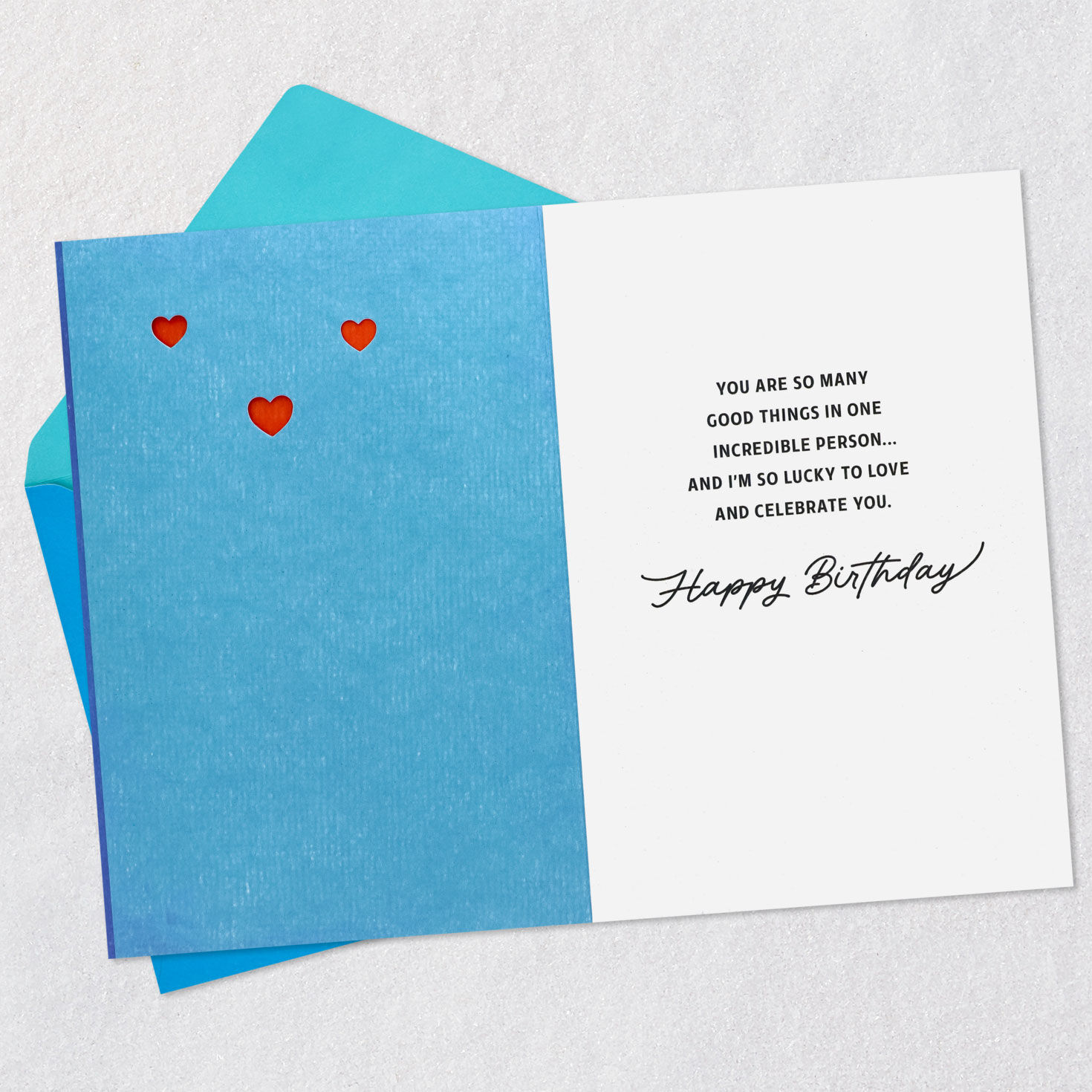 Whimsical Lettering Romantic Love Birthday Card Open card with envelope image number 3