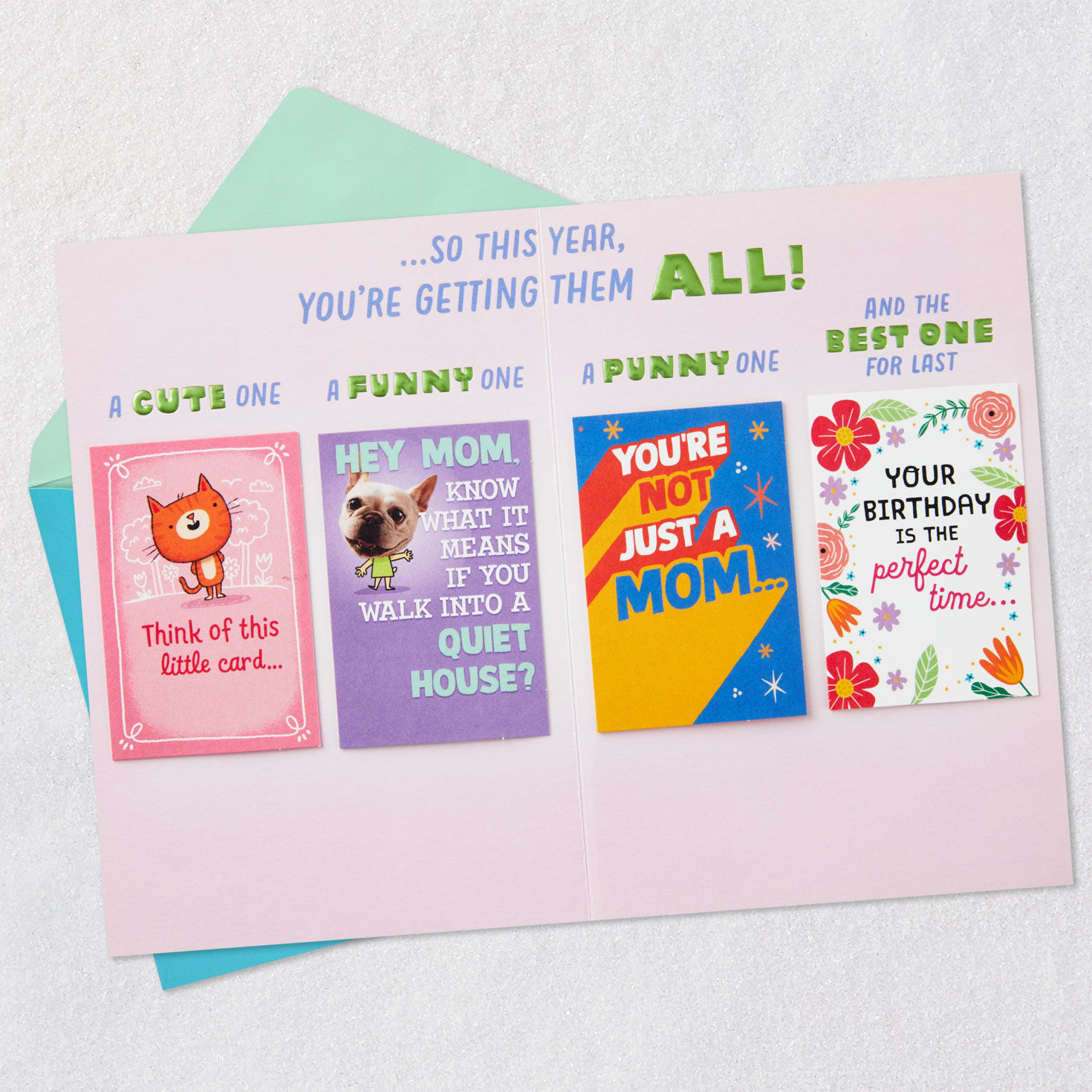 Four Mini Cards In One Birthday Card Open card with envelope image number 4