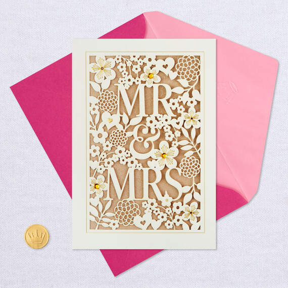 Floral Mr. and Mrs. Wedding Card, , large image number 5