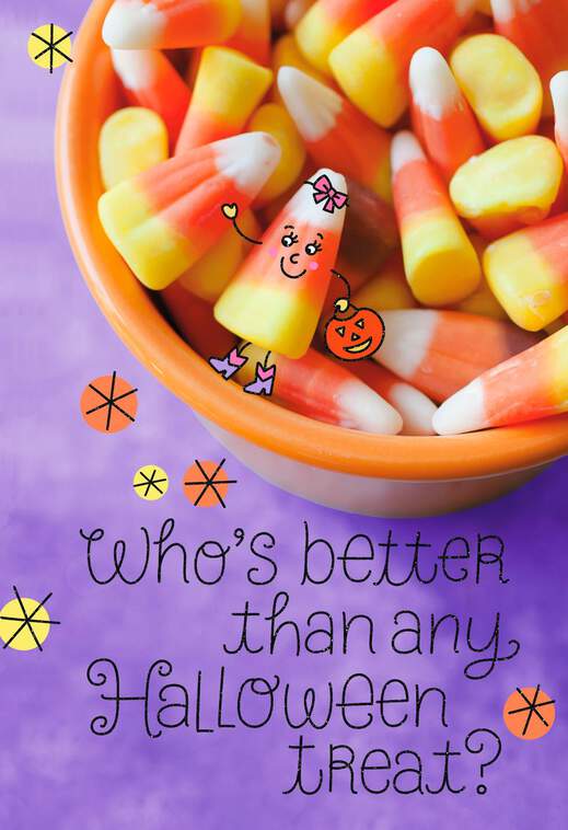 Bowl of Candy Corn Halloween Card for Her, , large image number 1