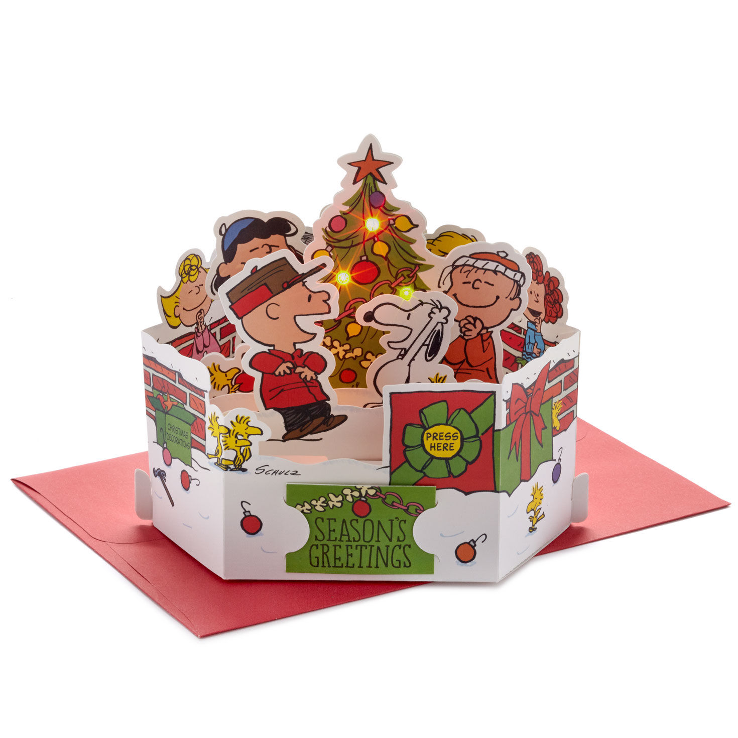 Peanuts® Festive Tree Musical 3D Pop-Up Christmas Card With Light