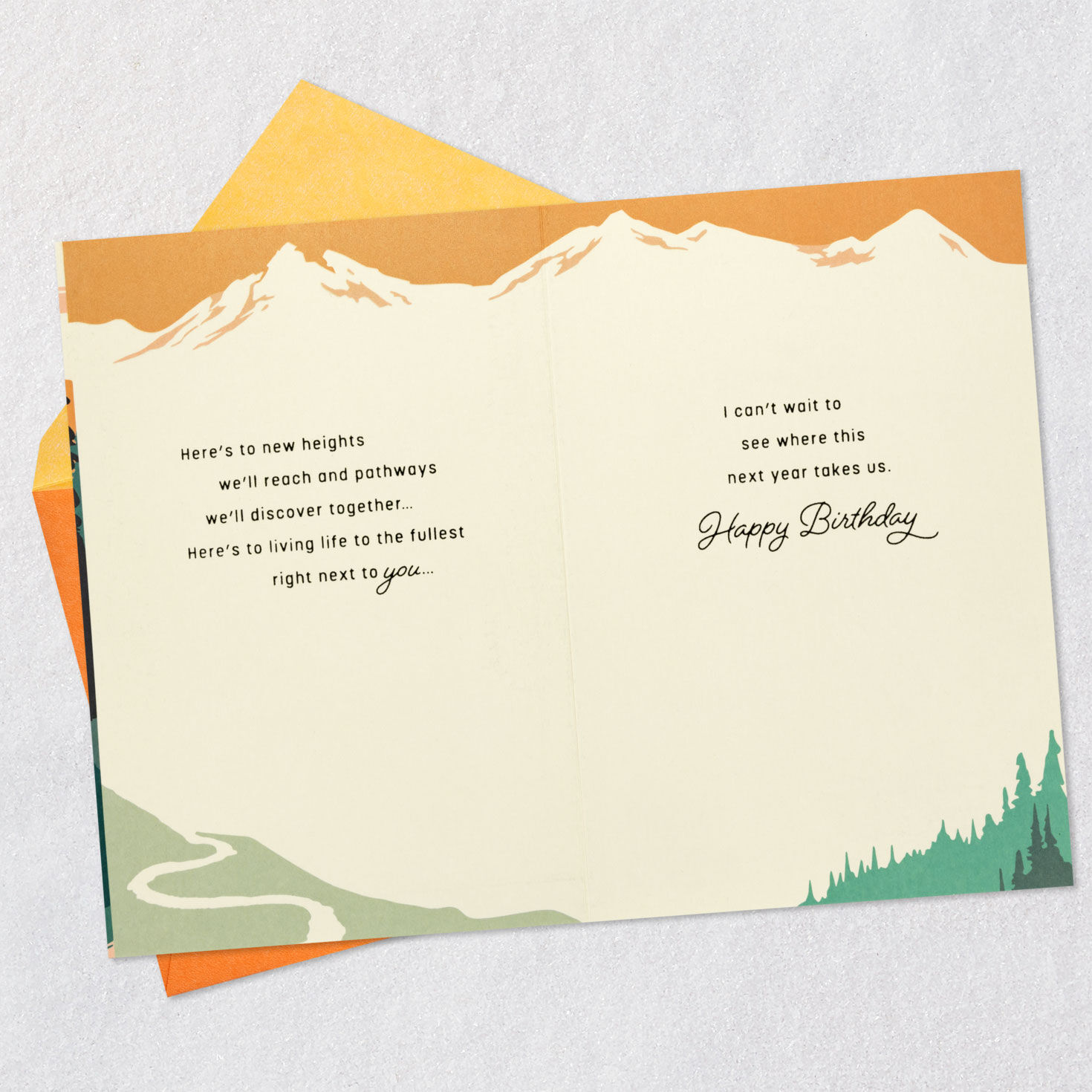 Campsite in Woods Romantic Birthday Card Open card with envelope image number 4