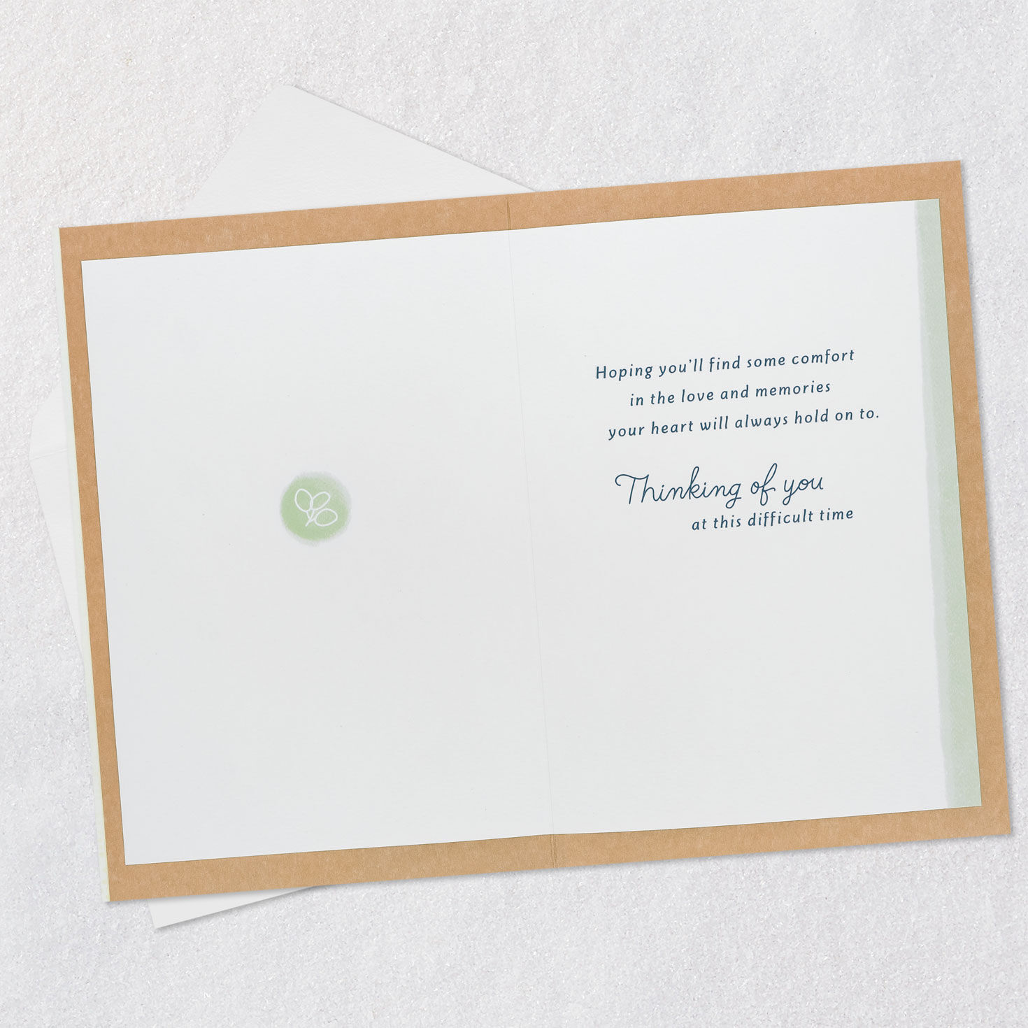 Watercolor Leaves Sympathy Card for Loss of Man Open card with envelope image number 3