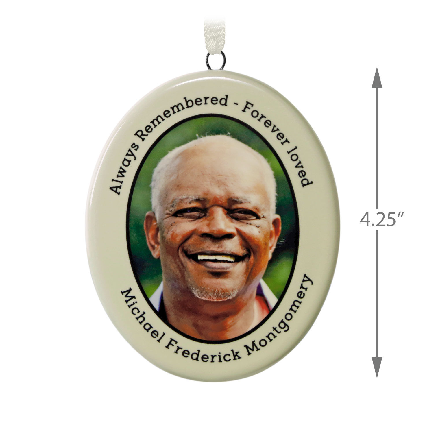 Memorial Ceramic Personalized Ornament, Custom Vertical Photo and Text ...