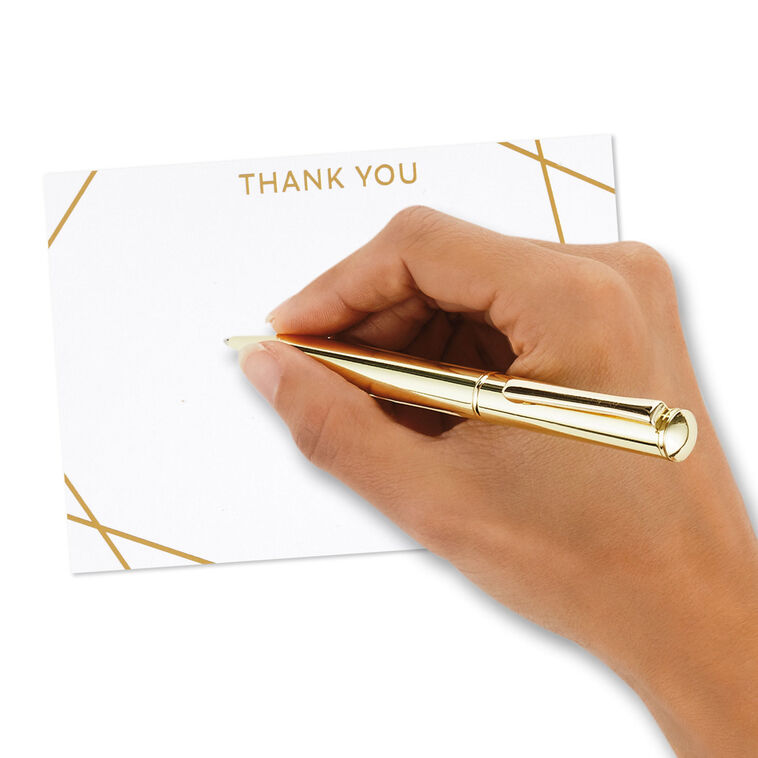 White and Gold Flat Blank Thank You Note Cards Pack  image number 4