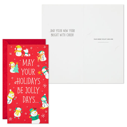 Snowmen and Santas Assorted Money Holder Christmas Cards, Pack of 6, 