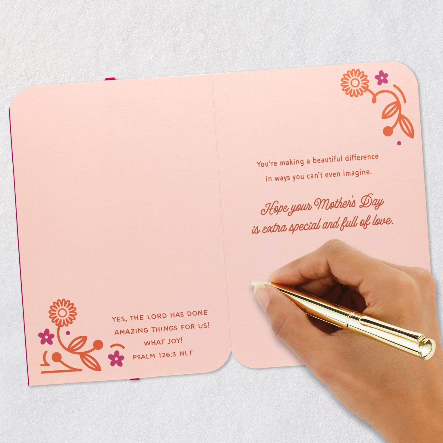 Pink and Orange Flowers Faith Mother's Day Card Signing card image number 7