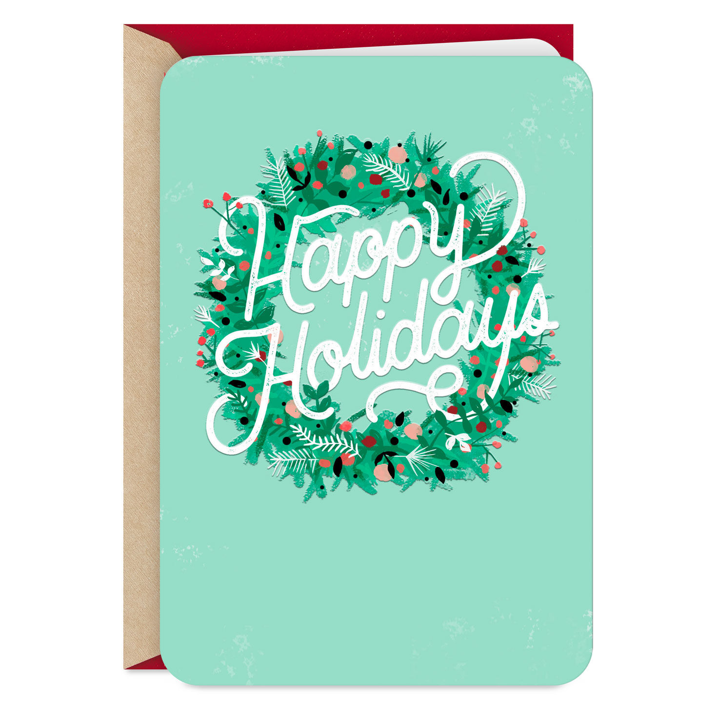 Happy Holidays Wreath Blank Holiday Card
