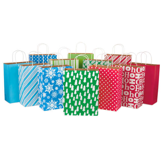 13" Bright Fun 12-Pack Assorted Christmas Gift Bags, , large image number 1