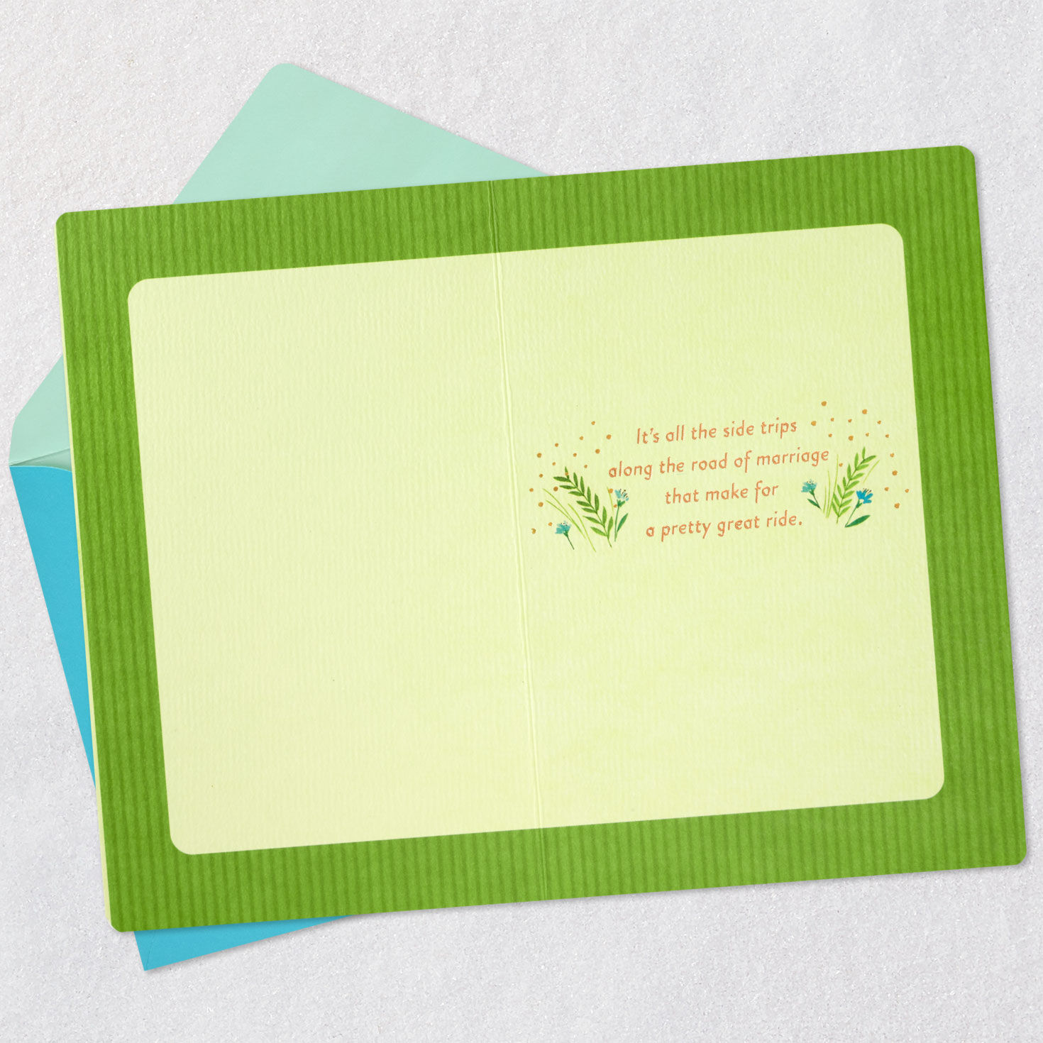 Couple Riding Bikes Anniversary Card Open card with envelope image number 3