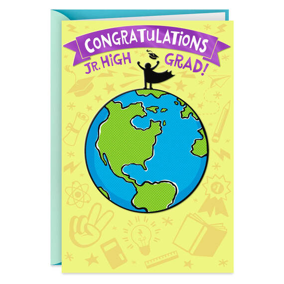 On top of the World! Junior High Graduation Card, , large image number 1