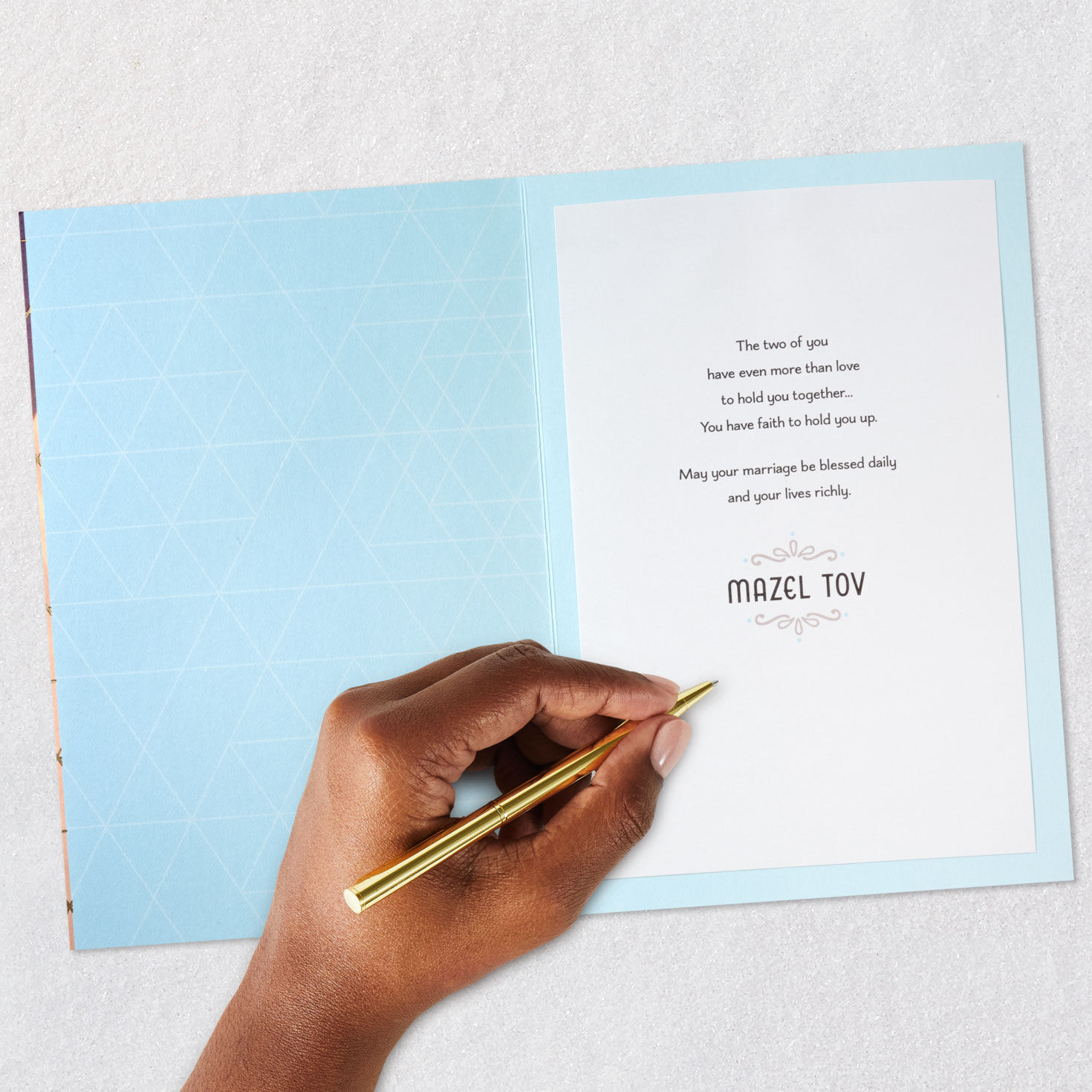 Bride and Groom Holding Hands Jewish Wedding Card Signing card image number 7