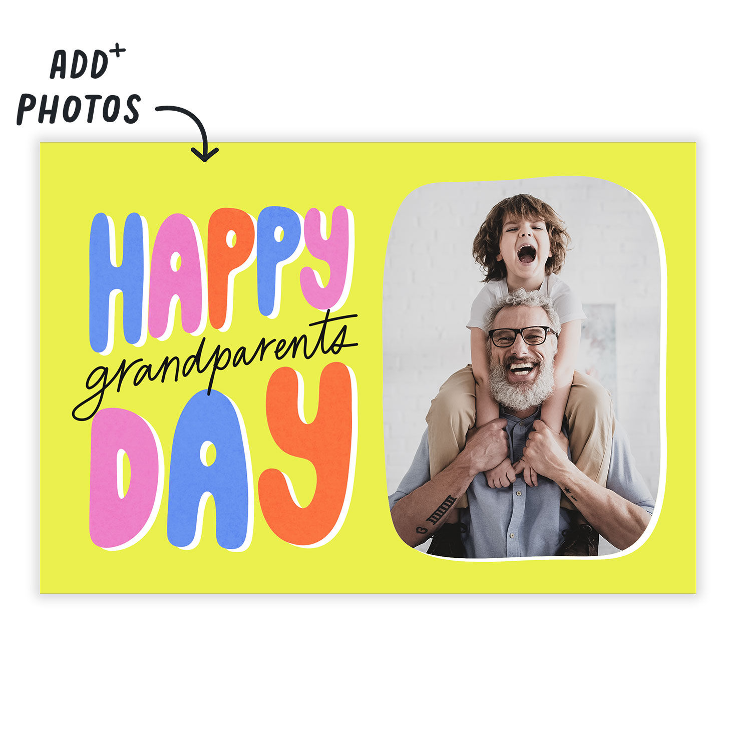 Bubble Letters Personalized Grandparents Day Card Card Front indicating personalization image number 2