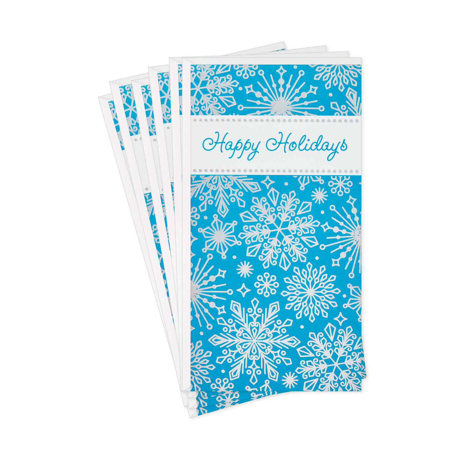 Silver Snowflakes on Blue Money Holder Holiday Cards, Pack of 6, , large image number 1