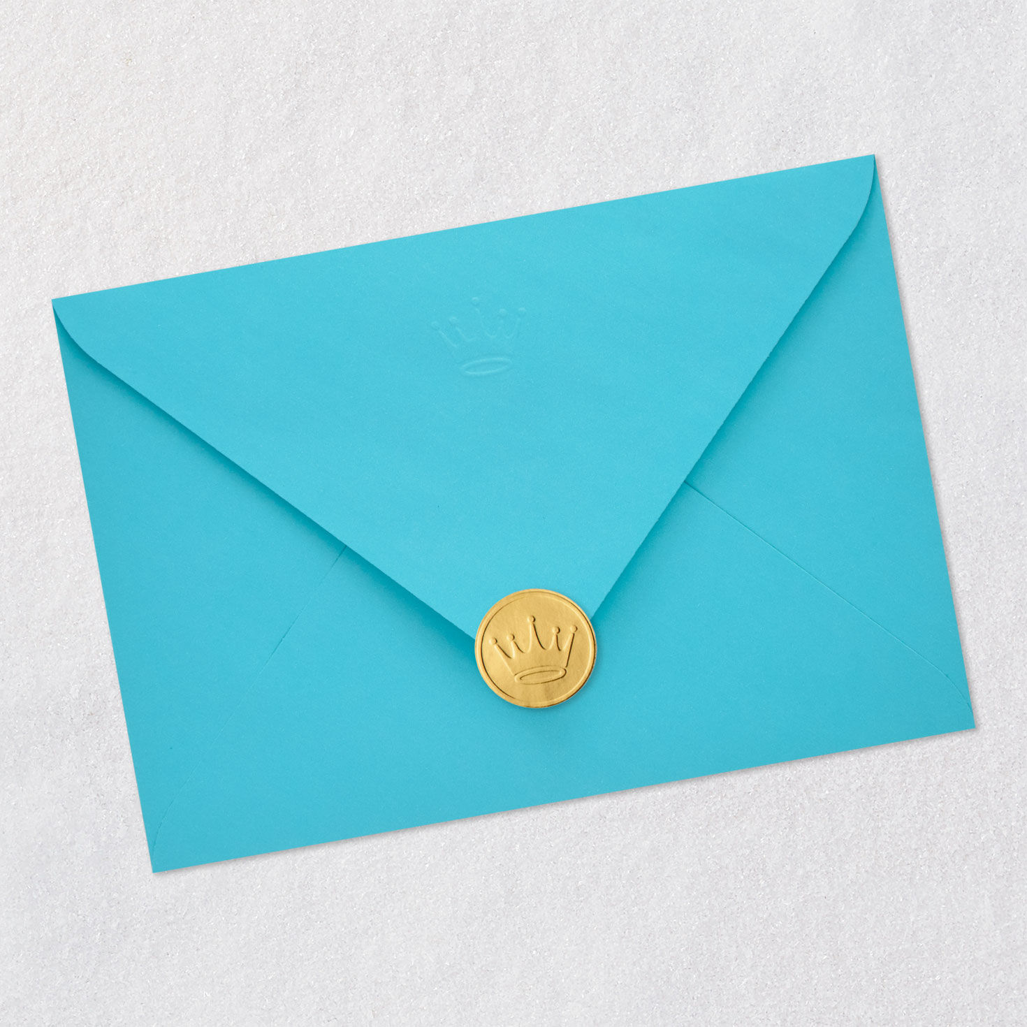 Teal Foil Art Deco Sign Father's Day Card Envelope Back with Seal image number 7