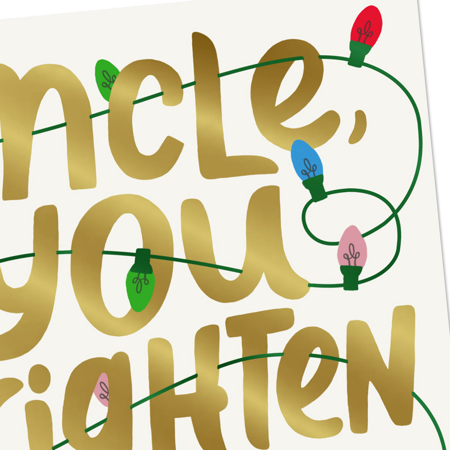 Lights and Gold Lettering Uncle Christmas Card Card Front Detail image number 4