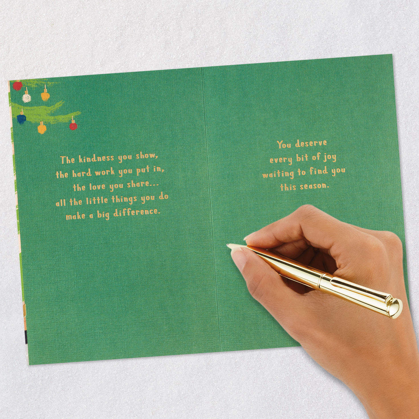 Man By Fireplace and Tree Grandson Christmas Card Signing card image number 7
