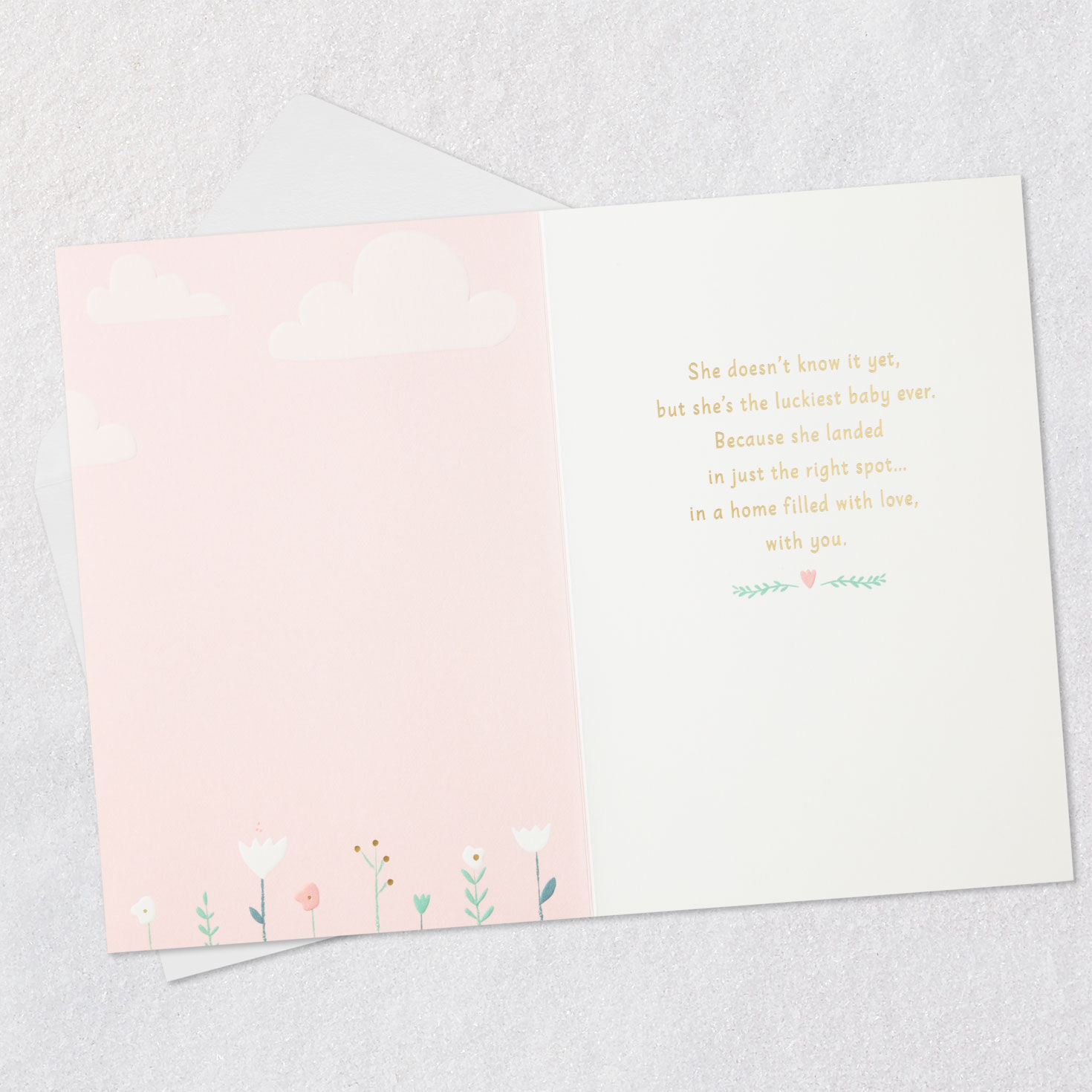 Baby Girl Hot Air Balloon New Baby Card Open card with envelope image number 3