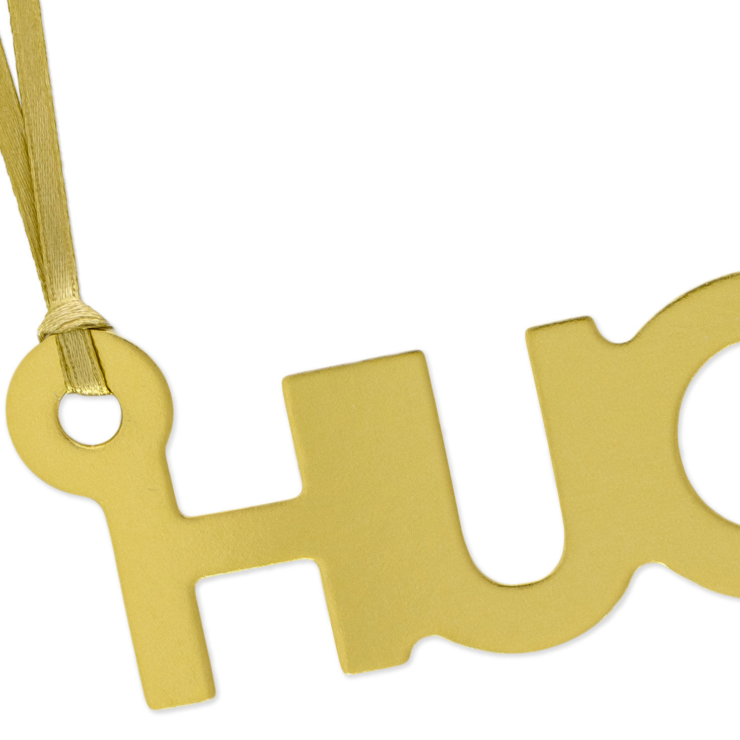 Hugs Die-Cut Gold Gift Trim With Ribbon Hanger upclose view image number 4