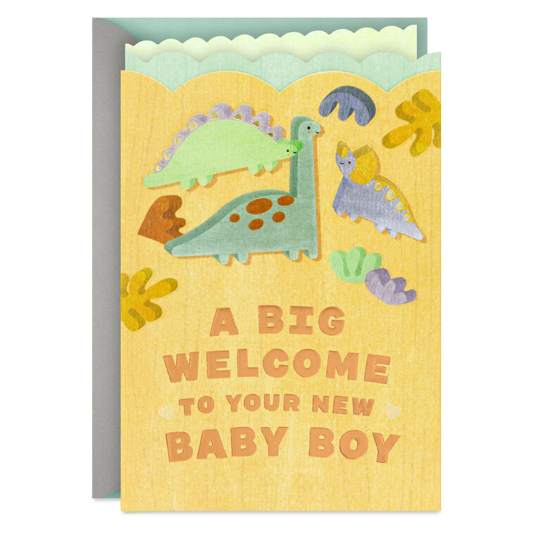 Dinosaurs Big Welcome New Baby Boy Card