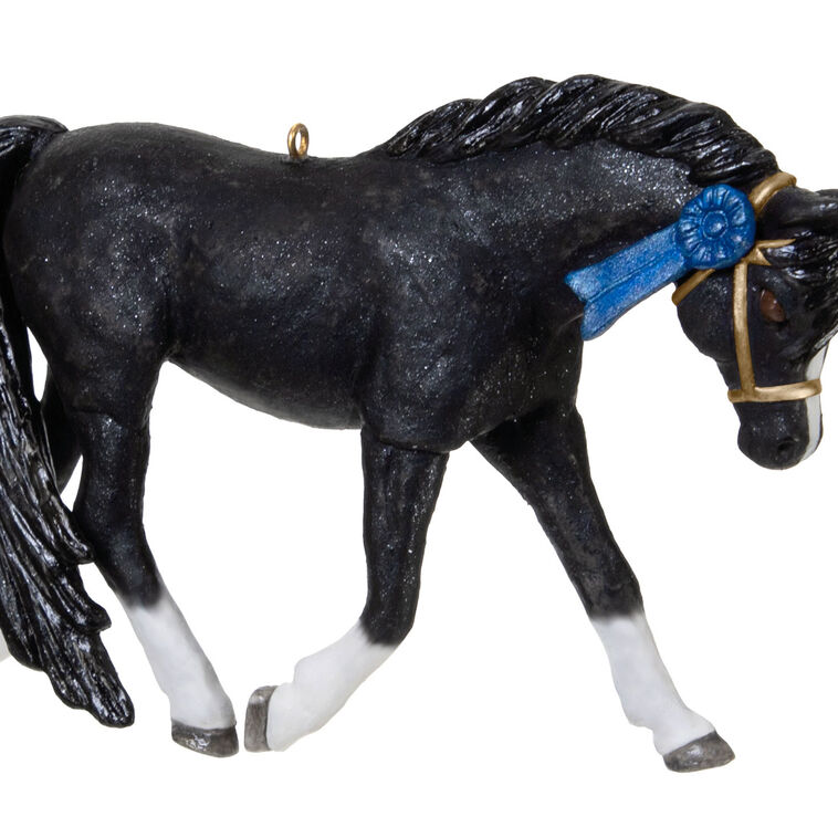 Black and White Horse Keepsake Ornament closeup view image number 5