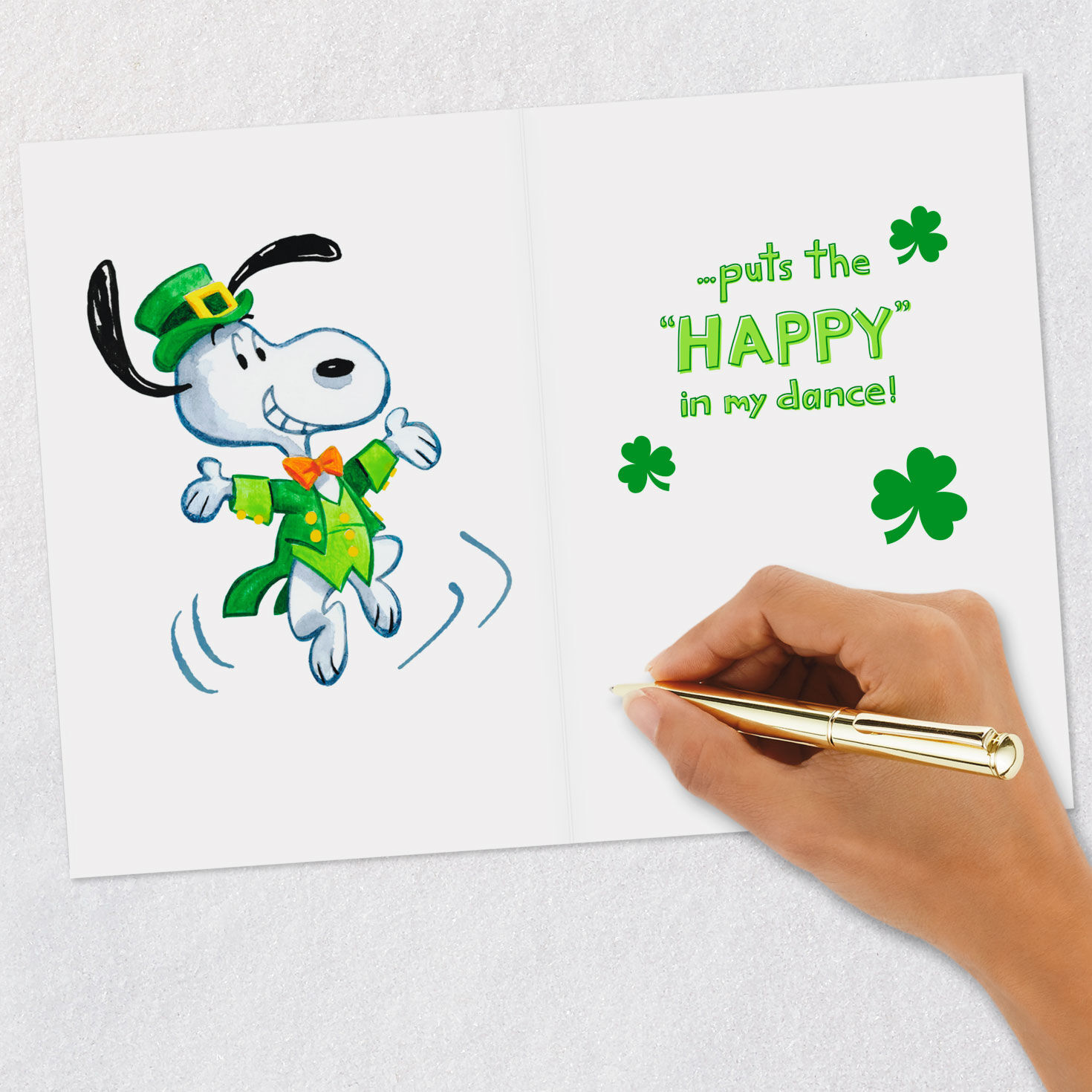 Snoopy Happy Dance Musical St. Patrick's Day Card Signing card image number 6