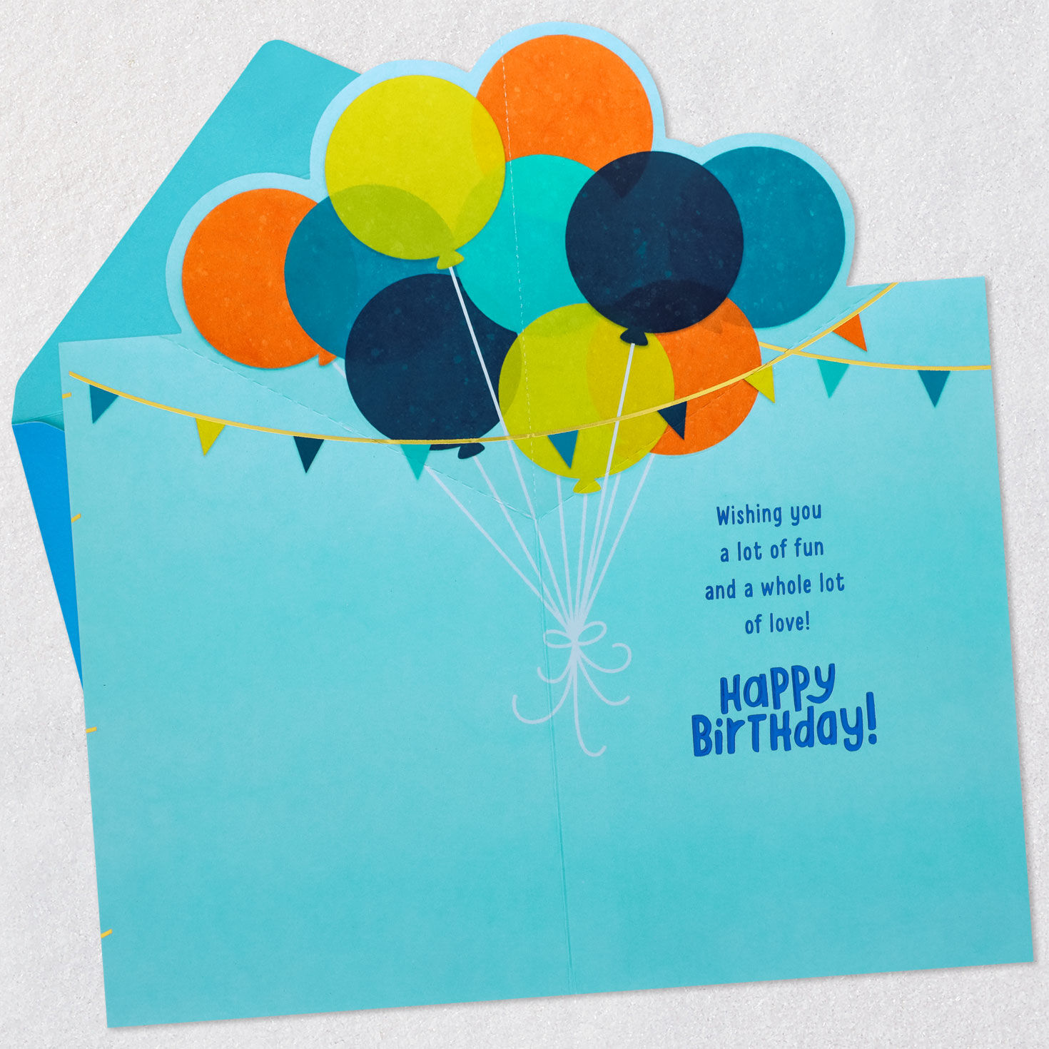 Blue and Yellow Banner Uncle Birthday Card from Kids Open card with envelope image number 2