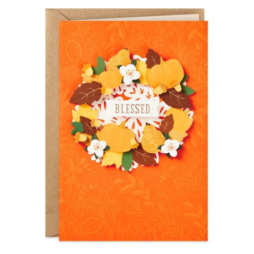 Blessed Fall Wreath Thanksgiving Card, 