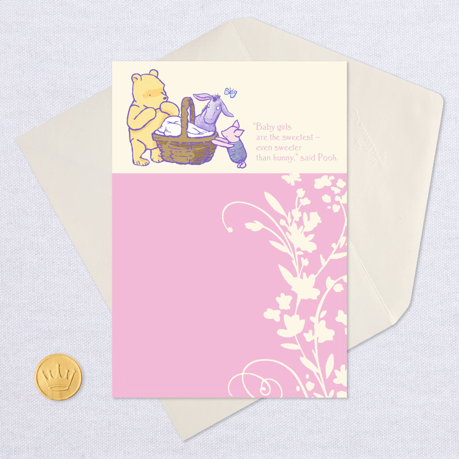 Disney Winnie the Pooh, Piglet and Eeyore New Baby Girl Card, , large image number 5