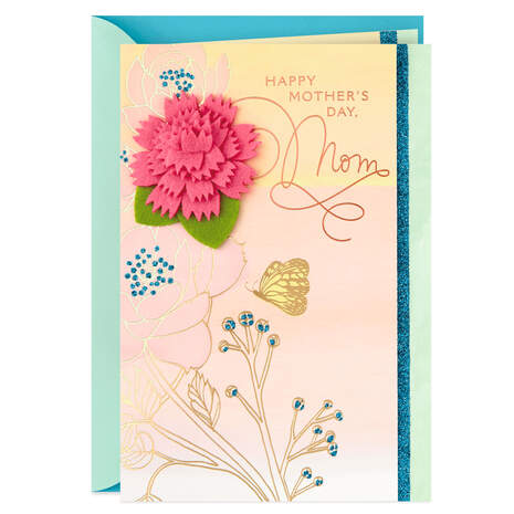 Pink Felt Chrysanthemum Mother's Day Card, , large