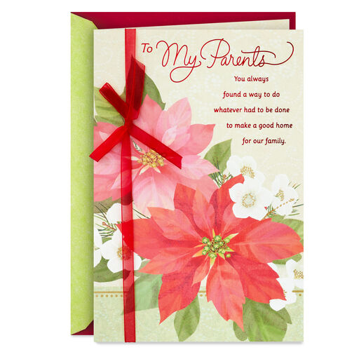 Good Home, Family and Love Christmas Card for Parents, 