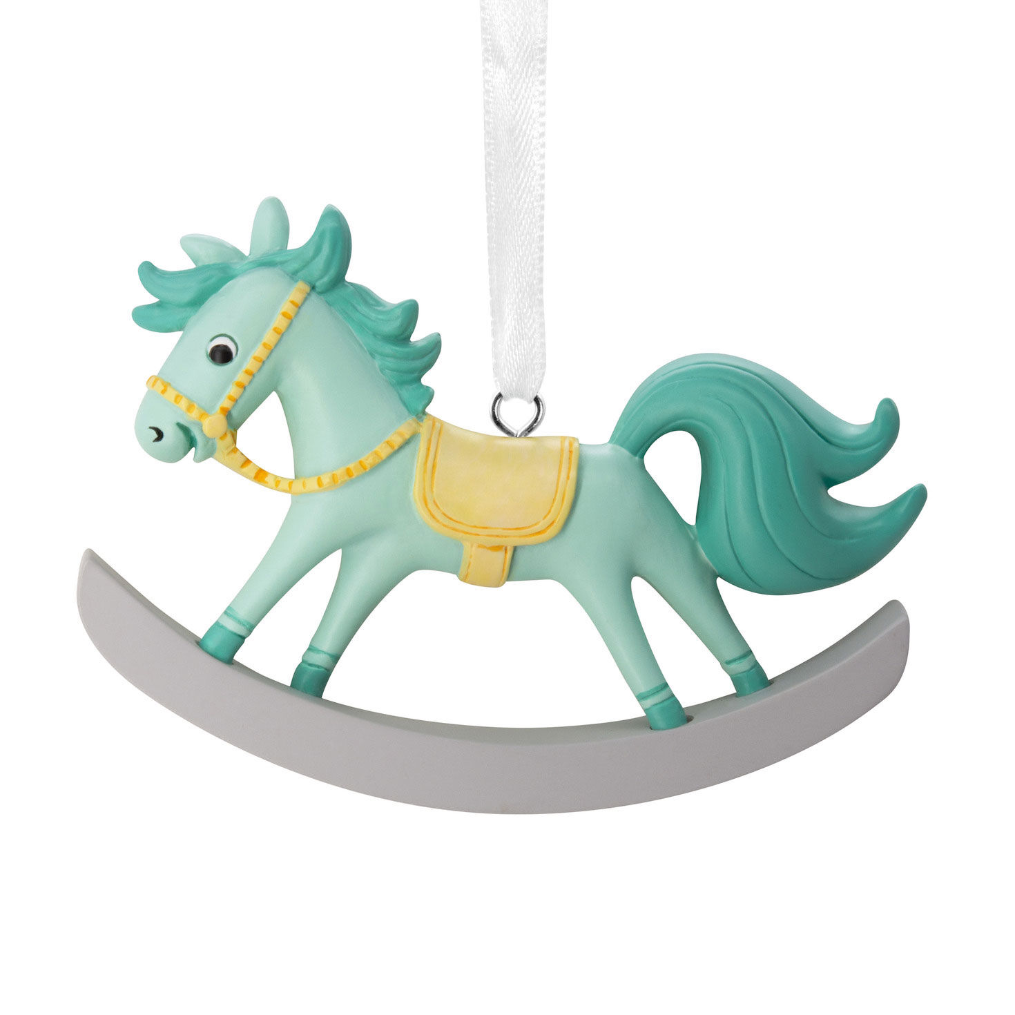 Blue Rocking Horse Christmas Ornament Back image number 6