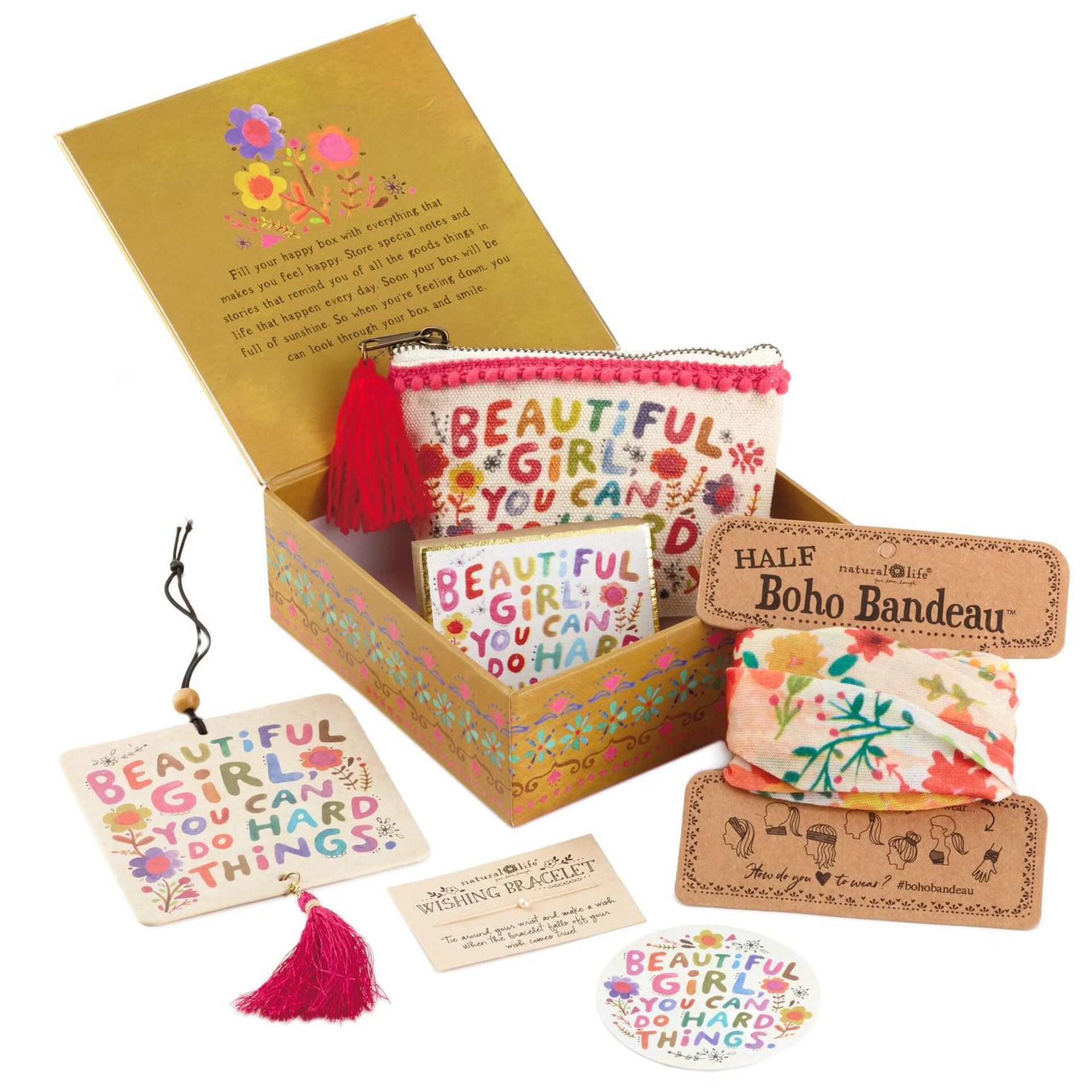 Natural Life Beautiful Girl Happy Box Gift Set 6 Pieces Trays Boxes Hallmark