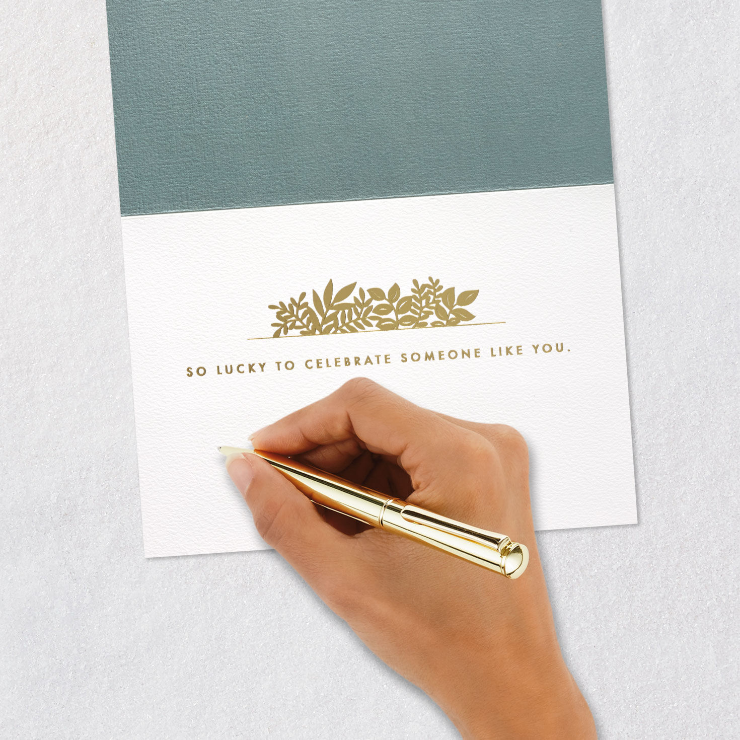 Greenery and Gold Birthday Card Signing card image number 7