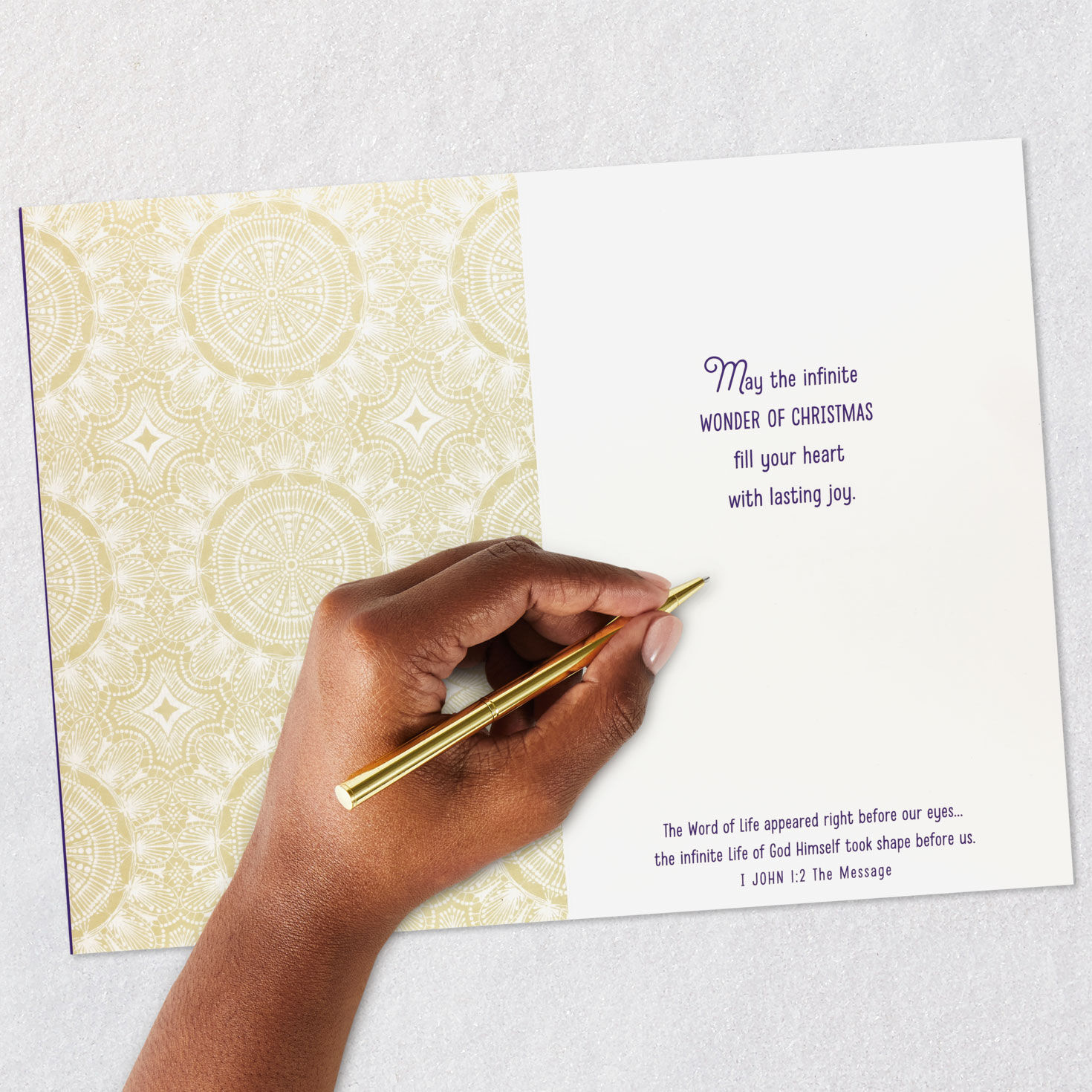 Gold Star on Purple Sky Religious Christmas Card Signing card image number 6